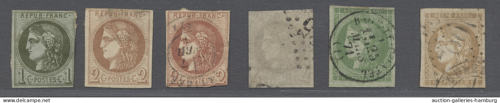 O/(*) France: 1870-71, Bordeaux-Ausgabe Ceres, Alle Werte Gestempelt Enthalten In Insg - Used Stamps