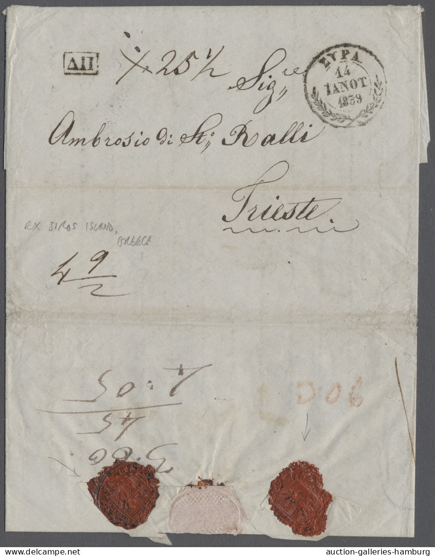 Cover Greece -  Pre Adhesives  / Stampless Covers: 1839, EL From SYRA To Trieste, Trea - ...-1861 Prephilately