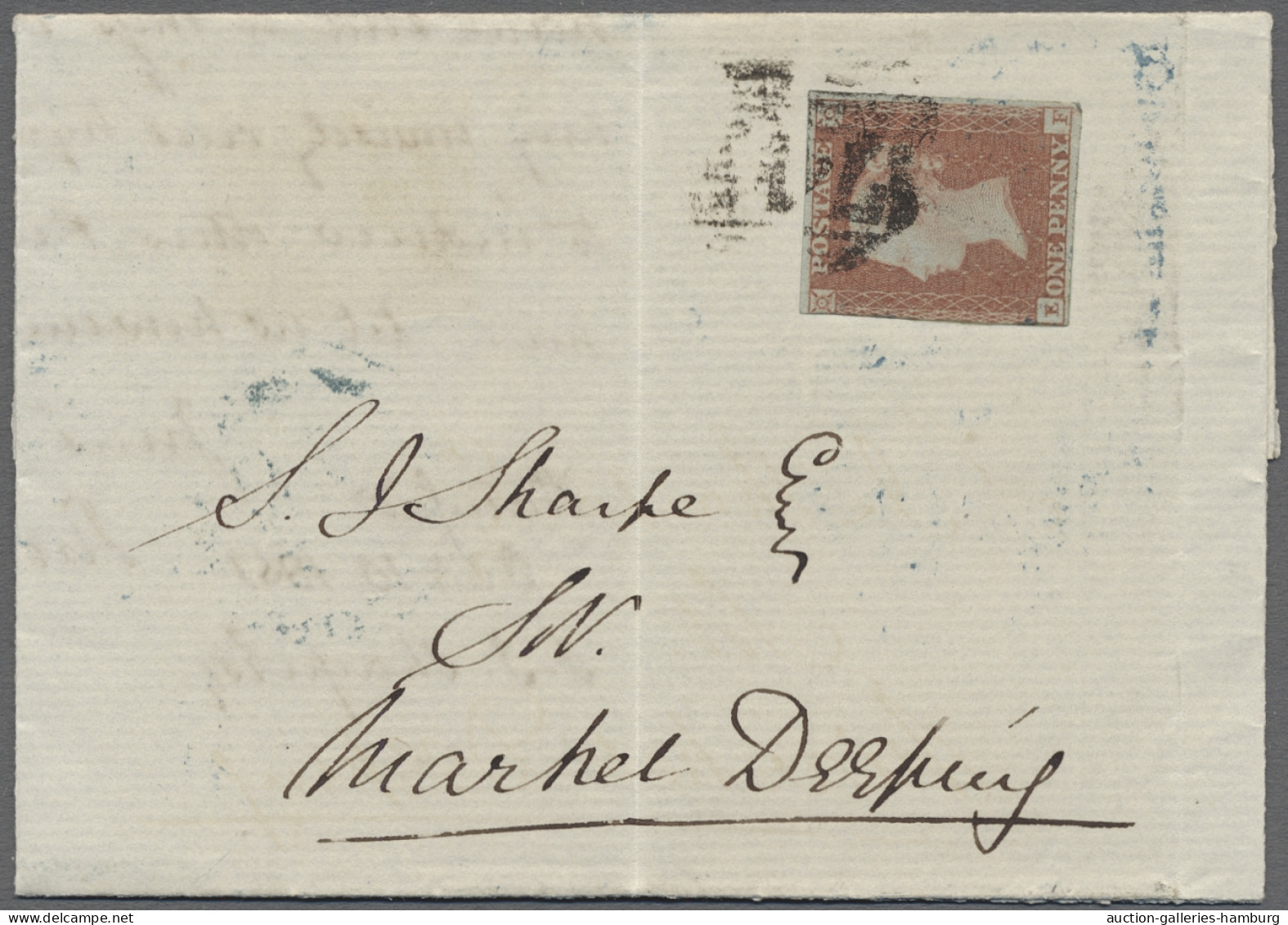 O/Cover Great Britain: 1841ff., Königin Victoria, 1 P. Rotbraun Geschnitten, Sternenkreu - Brieven En Documenten