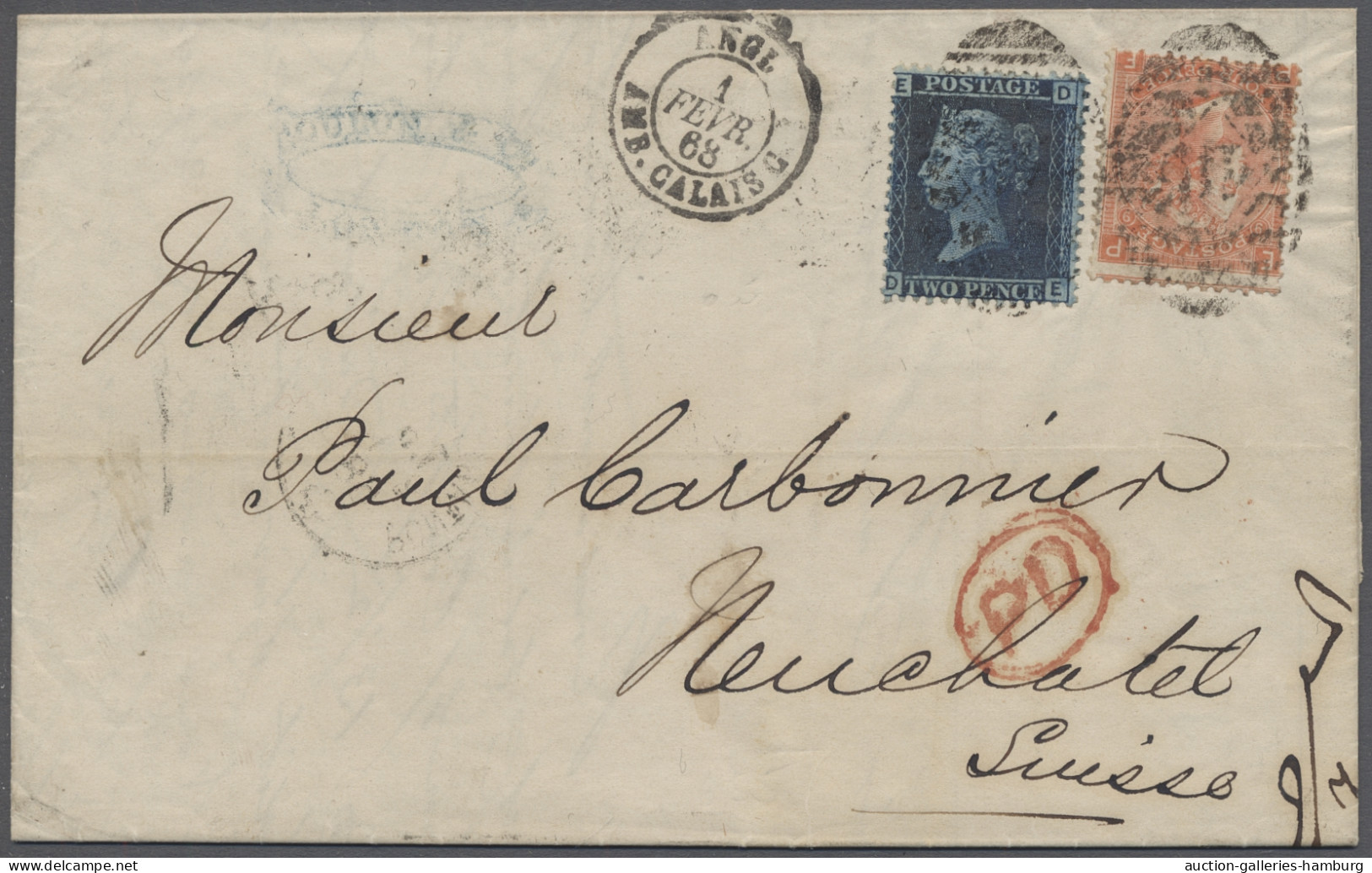 Cover Great Britain: 1859-1875, Partie Aus Zehn Briefen, Dabei Mi.-Nr. 13 Y Auf Brief - Cartas & Documentos