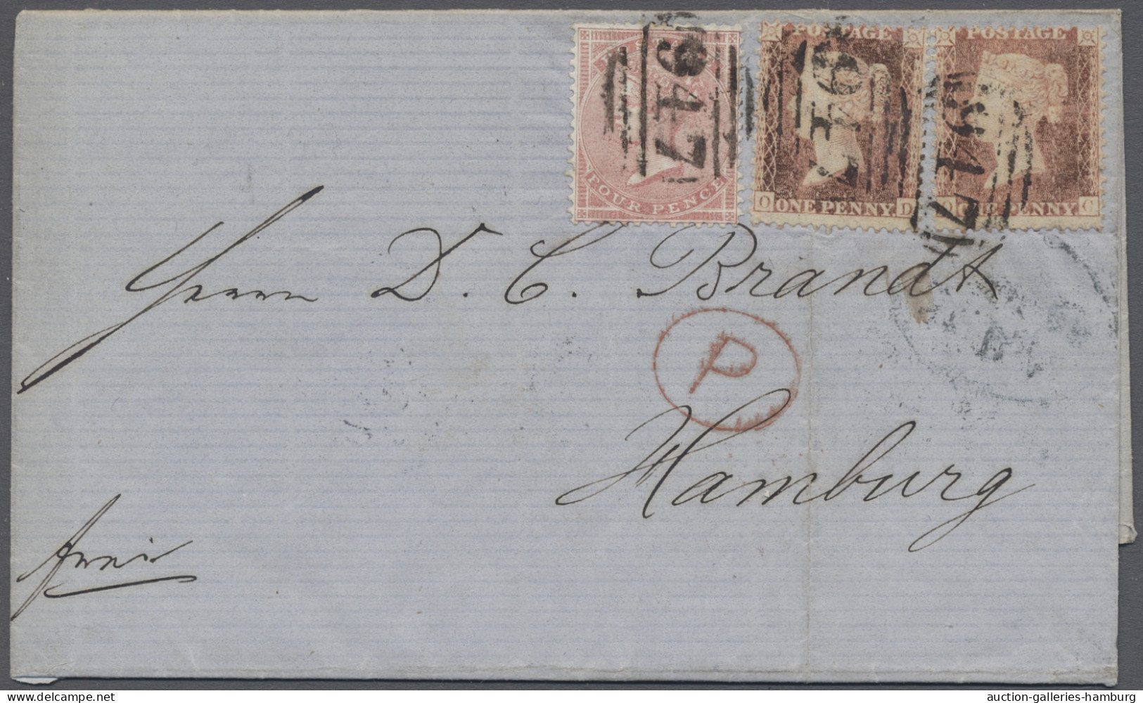 Cover Great Britain: 1859-1875, Partie Aus Zehn Briefen, Dabei Mi.-Nr. 13 Y Auf Brief - Cartas & Documentos