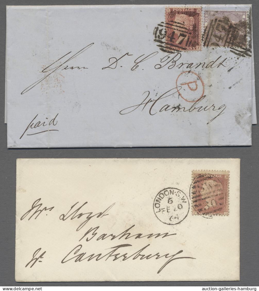 Cover Great Britain: 1859-1875, Partie Aus Zehn Briefen, Dabei Mi.-Nr. 13 Y Auf Brief - Lettres & Documents