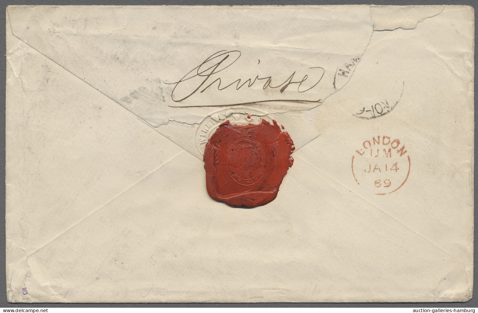 Cover Great Britain: 1869, "IRLAND-VORLÄUFER", Königin Victoria, 6 P. Mit Großen Weiße - Briefe U. Dokumente