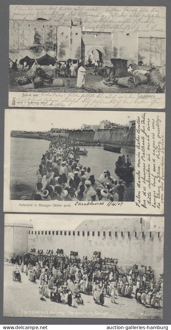 PPC British Post In Morocco: 1905-1908, Acht Verschiedene Ansichtskarten Aus Einer K - Other