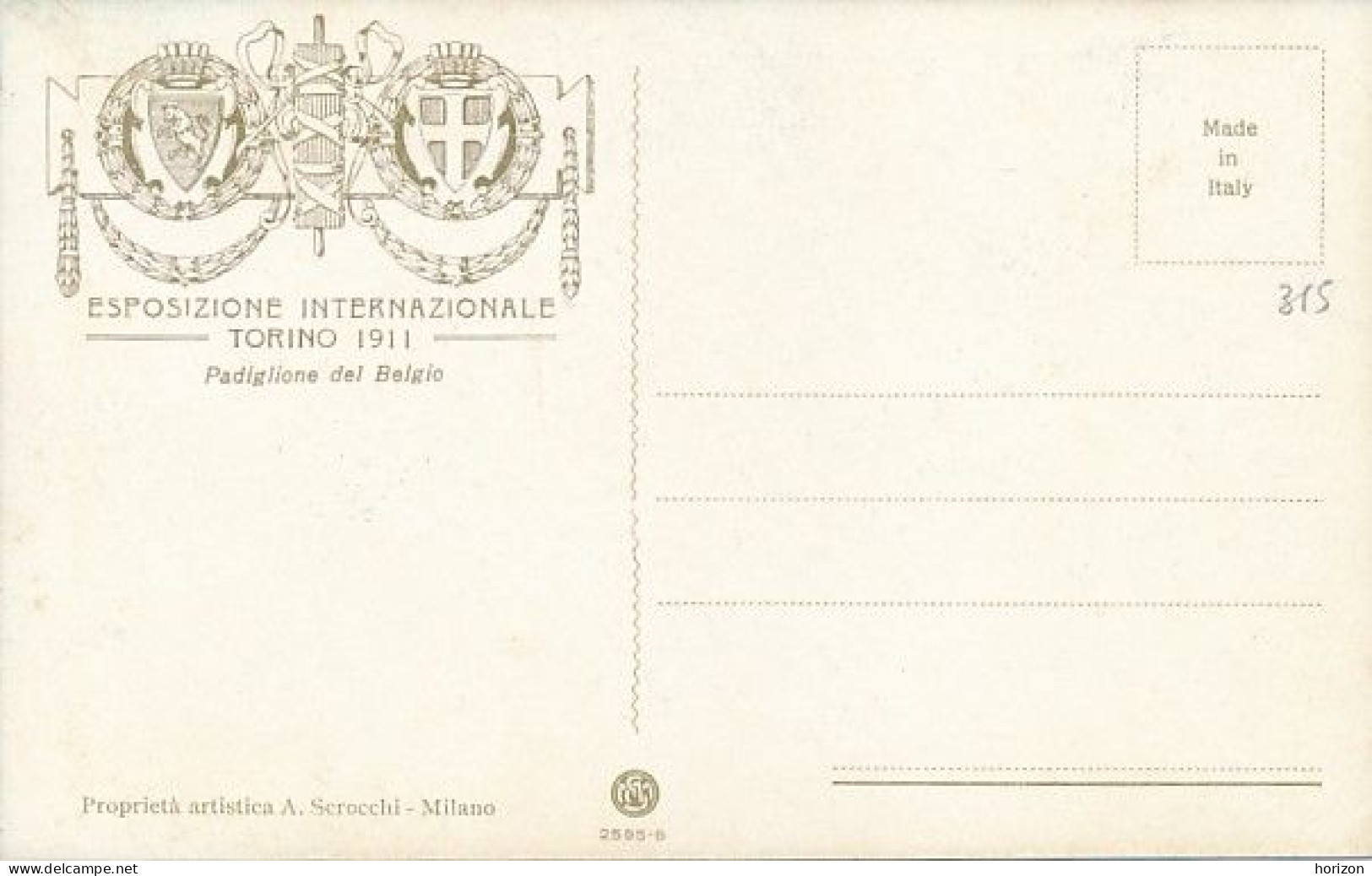 2f.580  TORINO - Esposizione Internazionale 1911 - Padiglione Del Belgio - Illustrata Riccardo Paoletti80 - Exposiciones