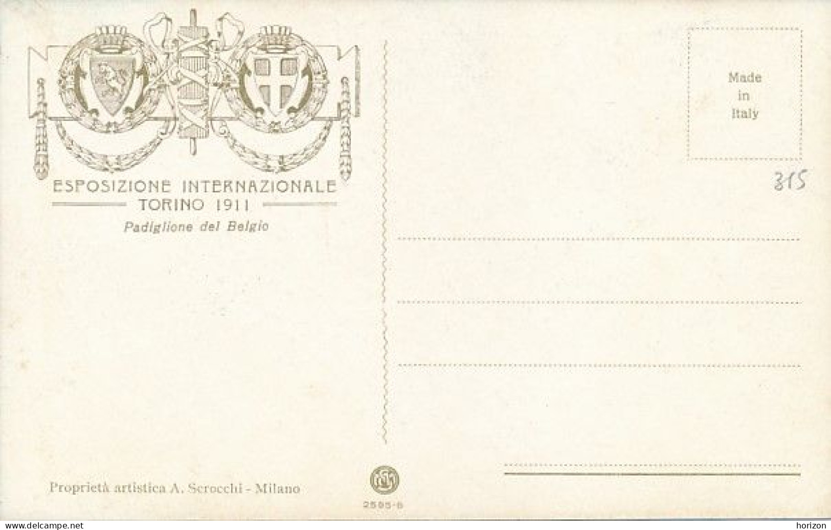 2f.580  TORINO - Esposizione Internazionale 1911 - Padiglione Del Belgio - Illustrata Riccardo Paoletti80 - Expositions