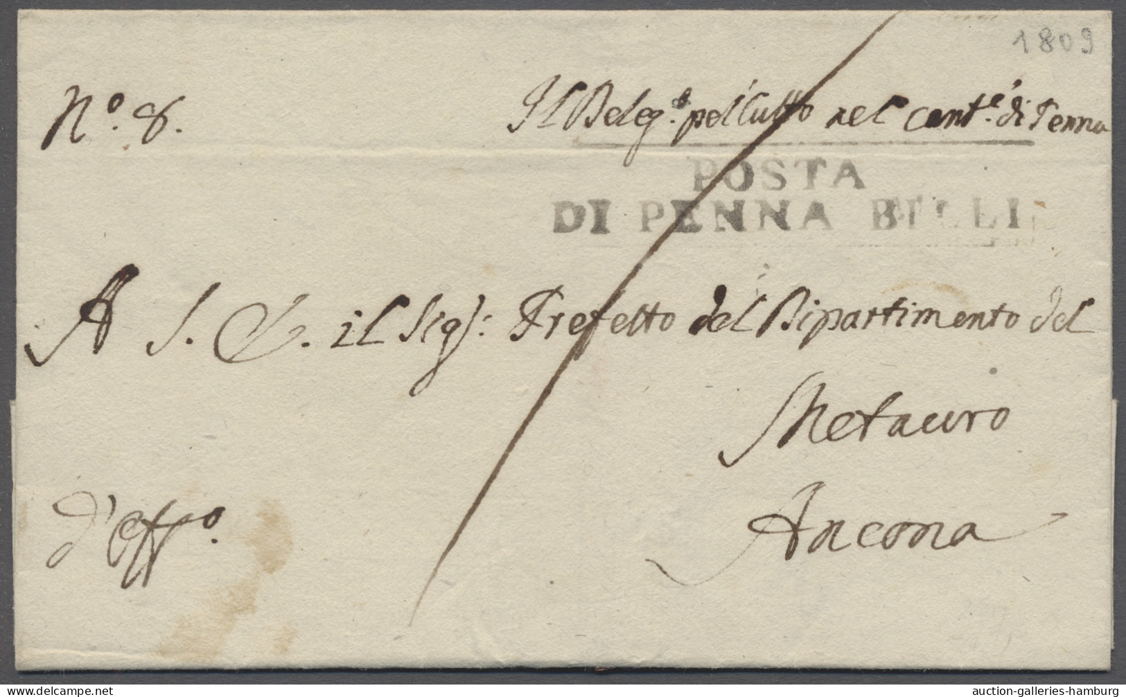 Cover Italian States - Papal State: 1809, Faltbrief (ohne Inhalt) Mit Rahmenstempel "P - Kirchenstaaten