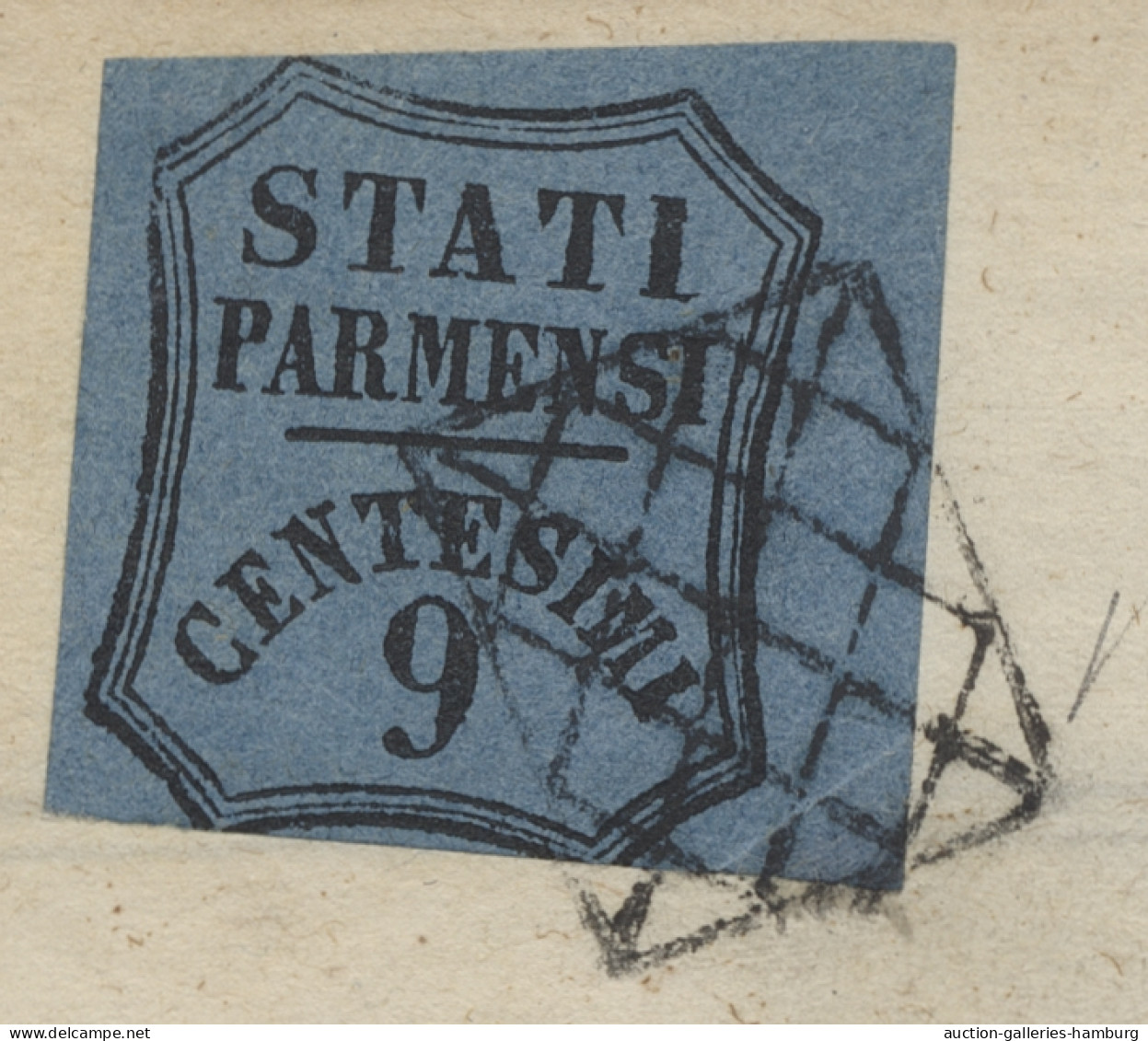 On Piece Old Italian States - Parma - Newspaper Stamps: 1855, Zeitungsstempelmarke, 9 C. - Parma