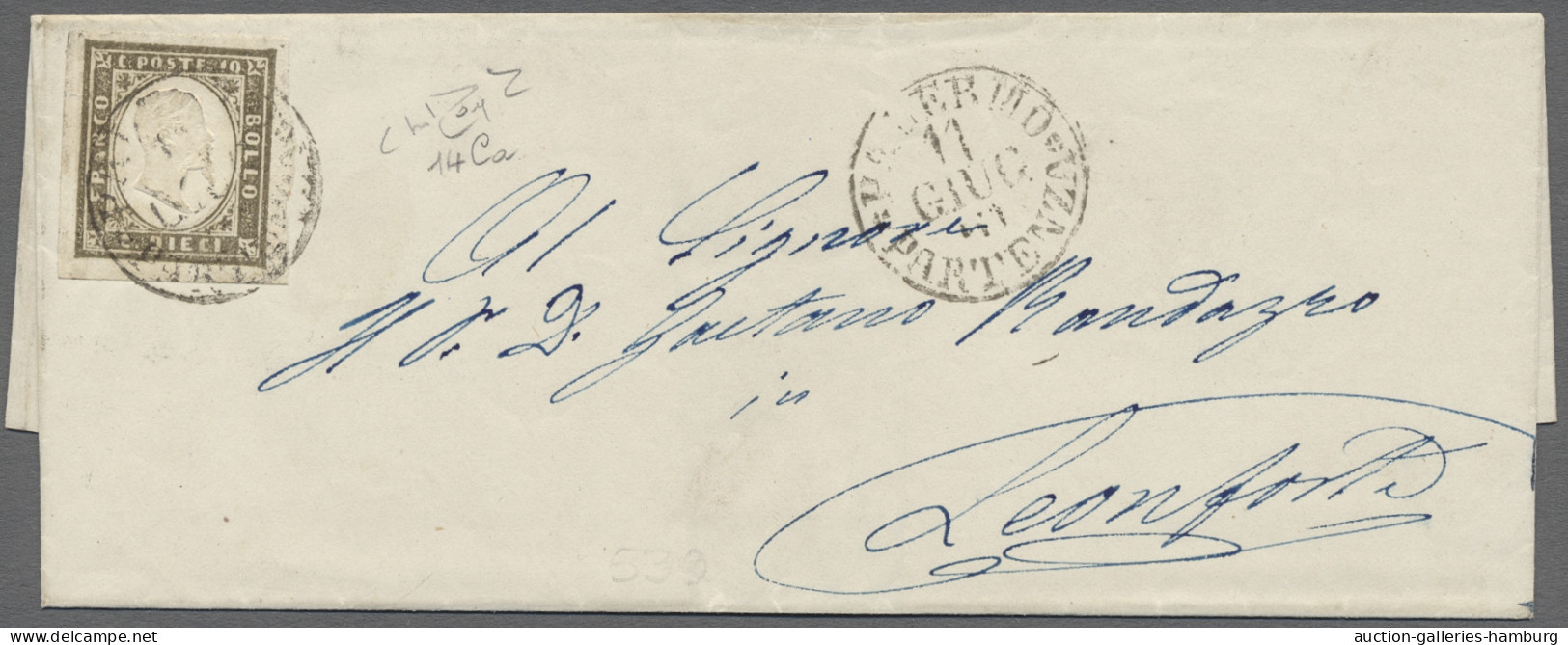 Cover Italian States - Sardinia: 1861, Viktor Emanuel II., Ausgabe 1855-1863, 10 Cmi. - Sardinien