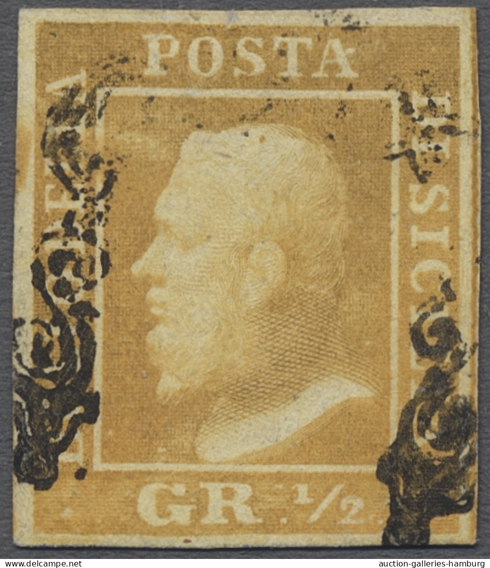 O Italian States - Sicily: 1859, Michel 1a "1 Grano" Used With Full Margins, Vario - Sicily