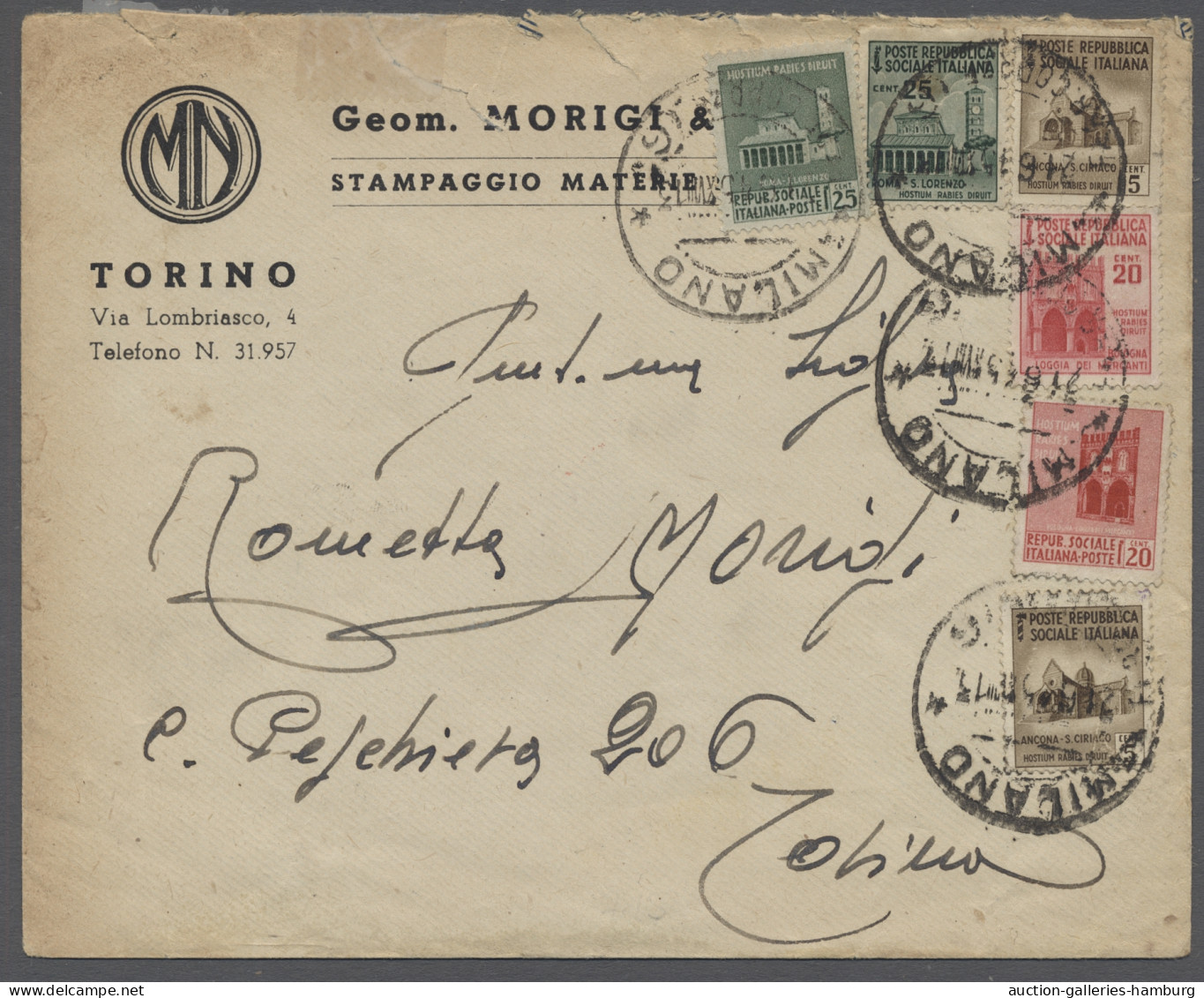 Cover Italy: 1945, Zerstörte Denkmäler, Freimarken Der Sozialen Republik Italien Nach - 1946-60: Poststempel