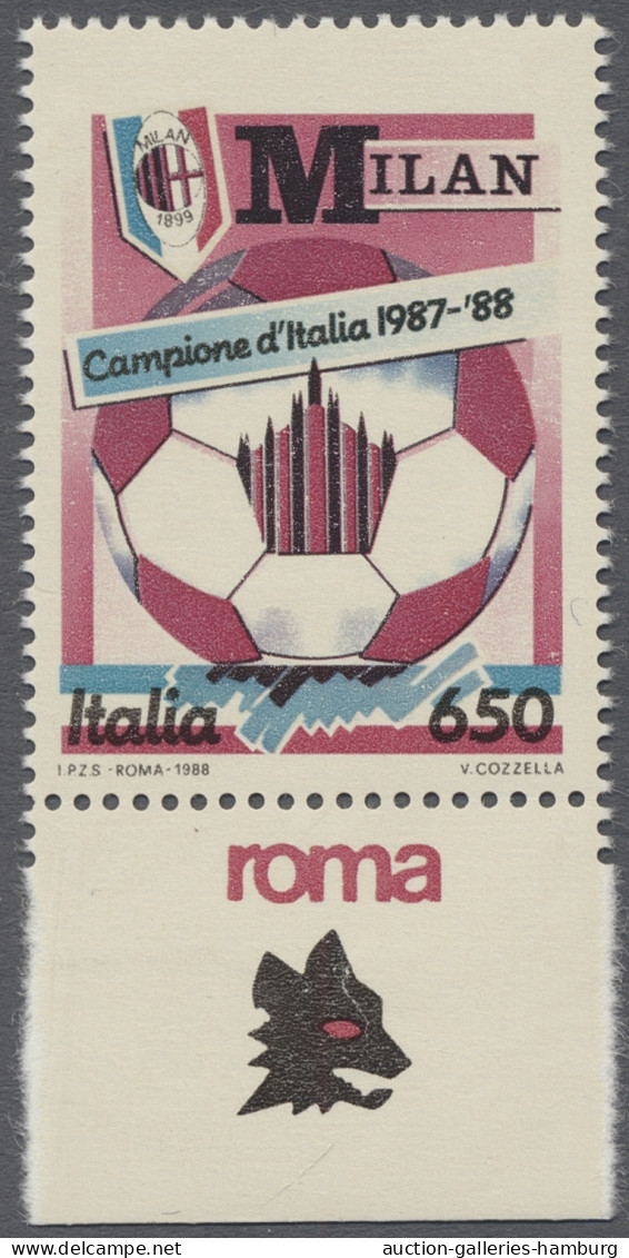 ** Italy: 1988, AC Mailand Italienischer Fußballmeister ("Scudetto Al Milan"), 650 - 1991-00: Mint/hinged