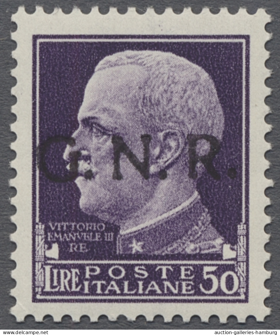 ** Italy: 1944, Freimarken der Serie Imperiale mit Aufdruck "G.N.R." (Verona, Type