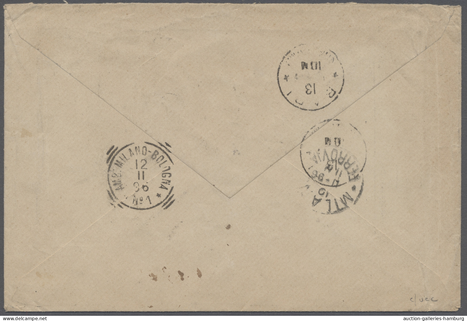 Cover Italy - Postage Dues: 1896, Einschreib-Drucksache Aus Mailand Nach Bari, Frankie - Strafport