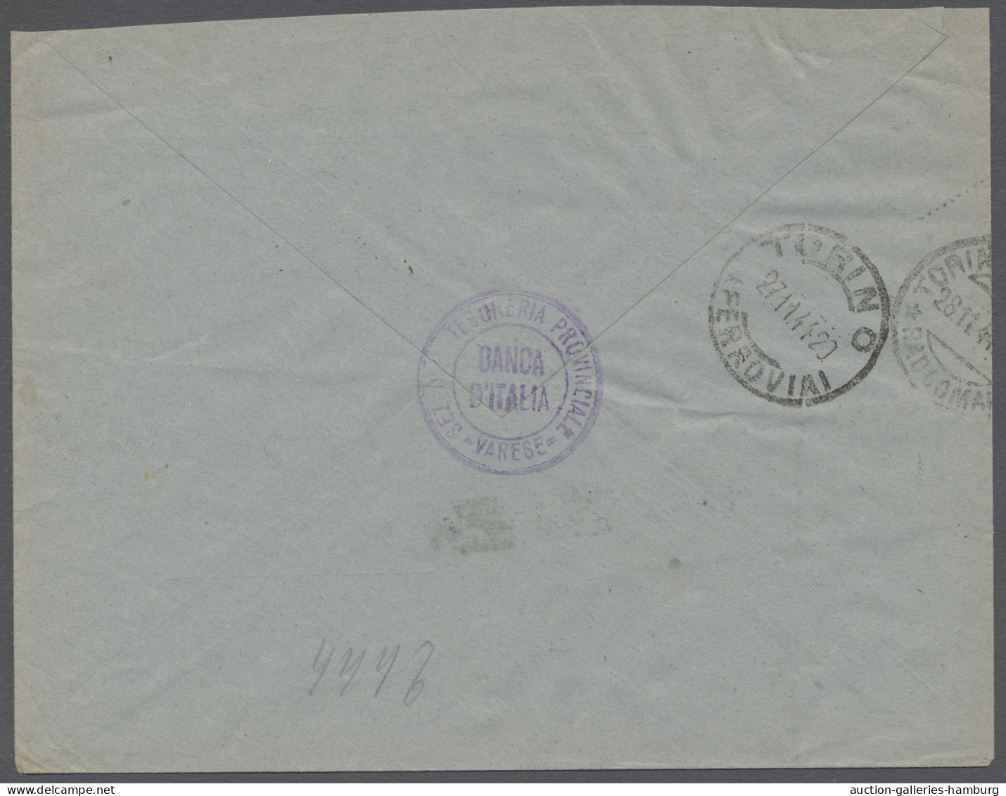 Cover Italy - Postage Dues: 1944, Soziale Republik Italien, Bankbrief Aus Varese Nach - Impuestos