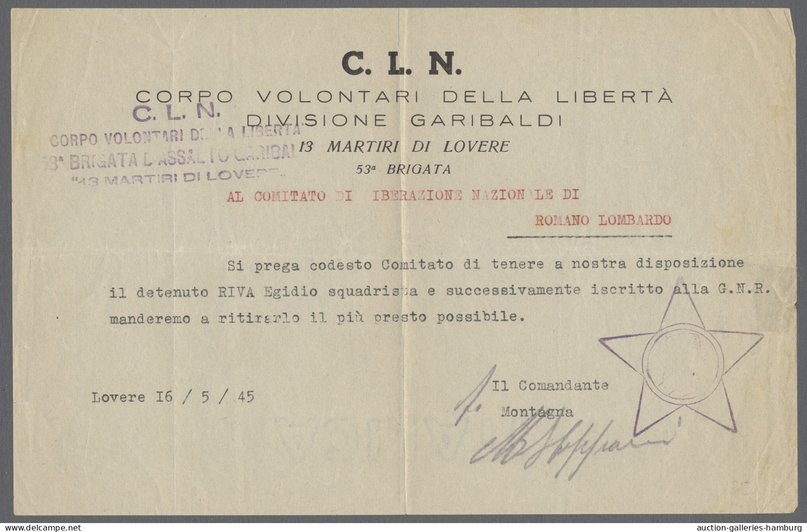 Cover Italy - Specialities: 1945, Zwei Dokumente Des Italienischen Militärischen Wider - Autres