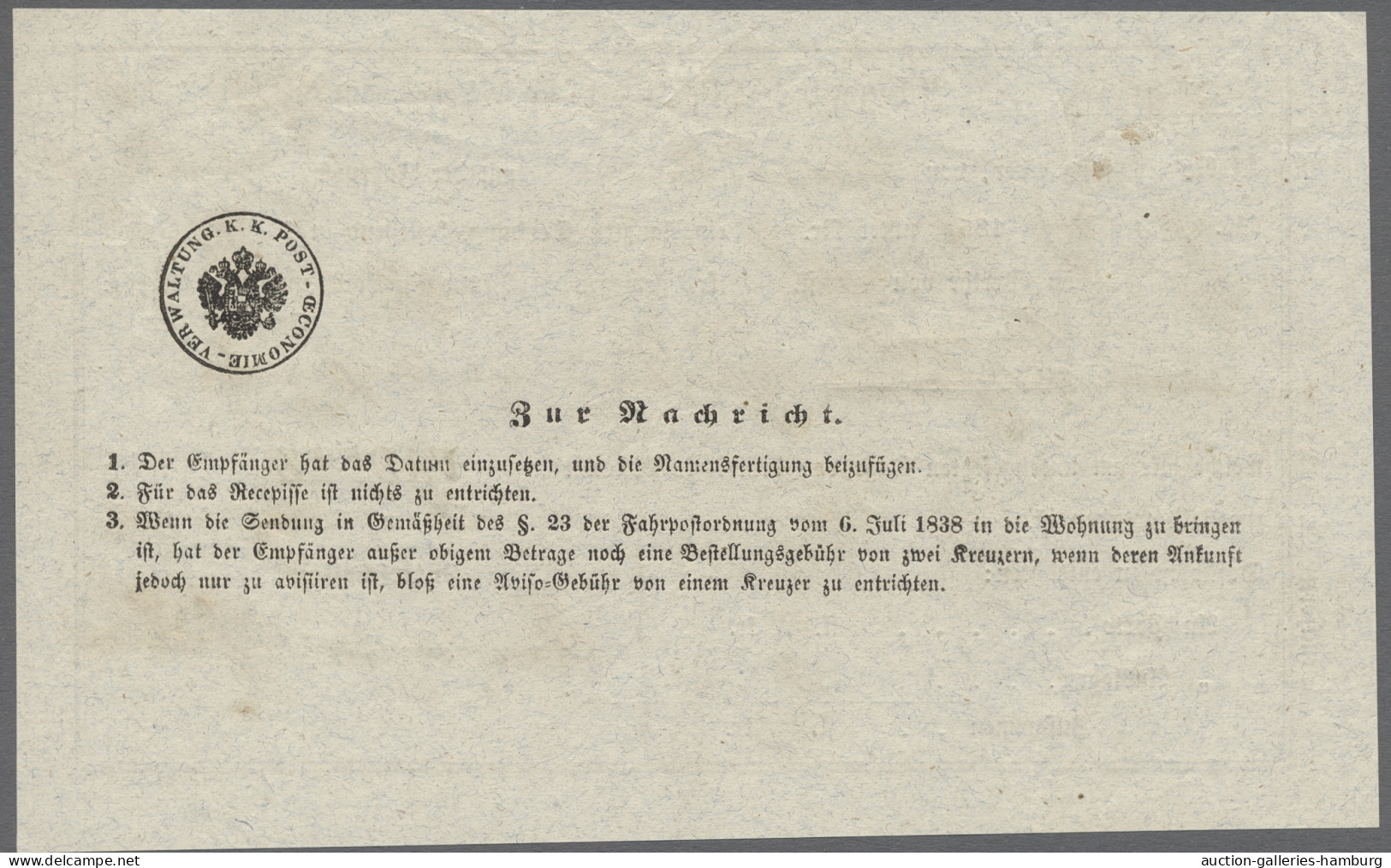 Brf. Liechtenstein - Vor- Und Mitläufer: 1856, VADUTZ, L1 Auf Abgabs-Recepisse, Mit D - ...-1912 Voorlopers