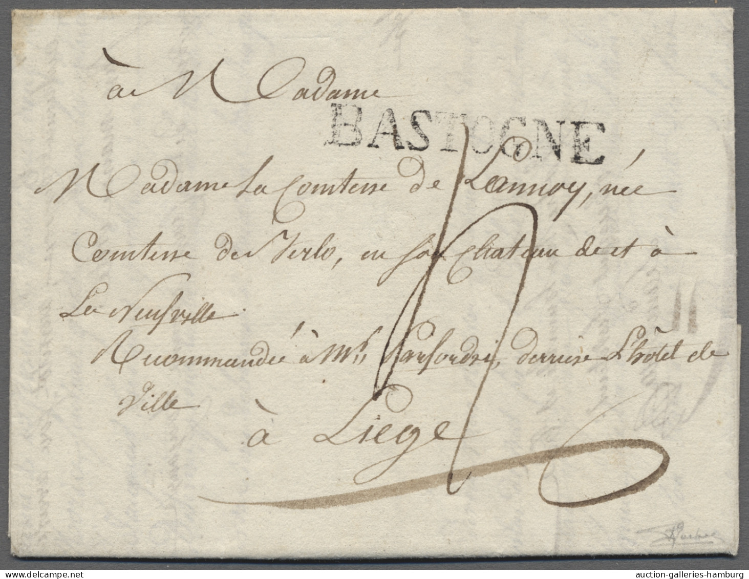 Cover Luxembourg -  Pre Adhesives  / Stampless Covers: 1826, BASTOGNE, Einzeiler Auf V - ...-1852 Préphilatélie