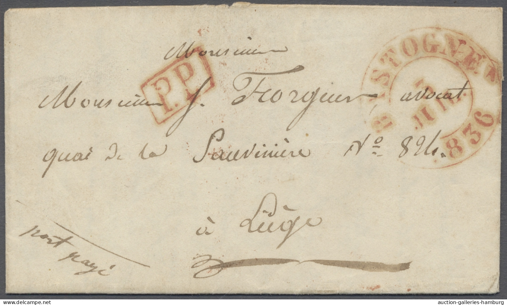 Luxembourg -  Pre Adhesives  / Stampless Covers: 1836, BASTOGNE, Roter Zweikreis - ...-1852 Voorfilatelie