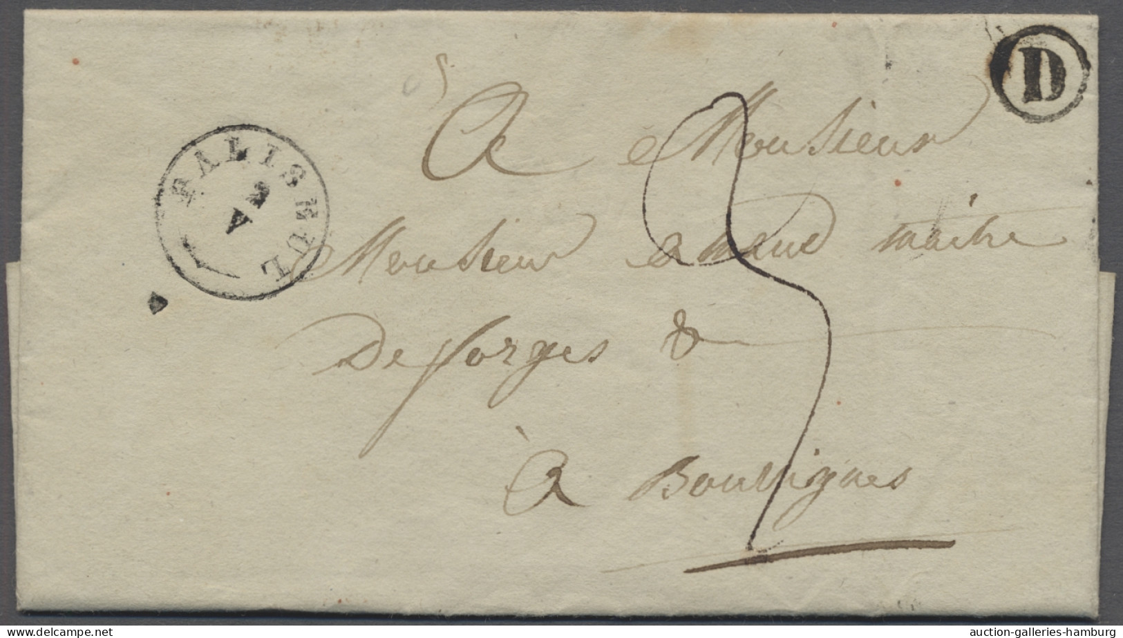 Cover Luxembourg -  Pre Adhesives  / Stampless Covers: 1837, PALISEUL, Fingerhutstempe - ...-1852 Prephilately