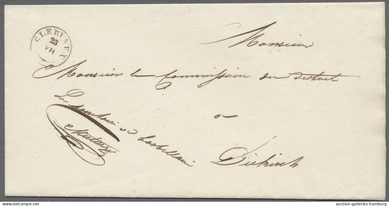 Cover Luxembourg -  Pre Adhesives  / Stampless Covers: 1843/1849, CLERVAUX, Fingerhuts - ...-1852 Voorfilatelie