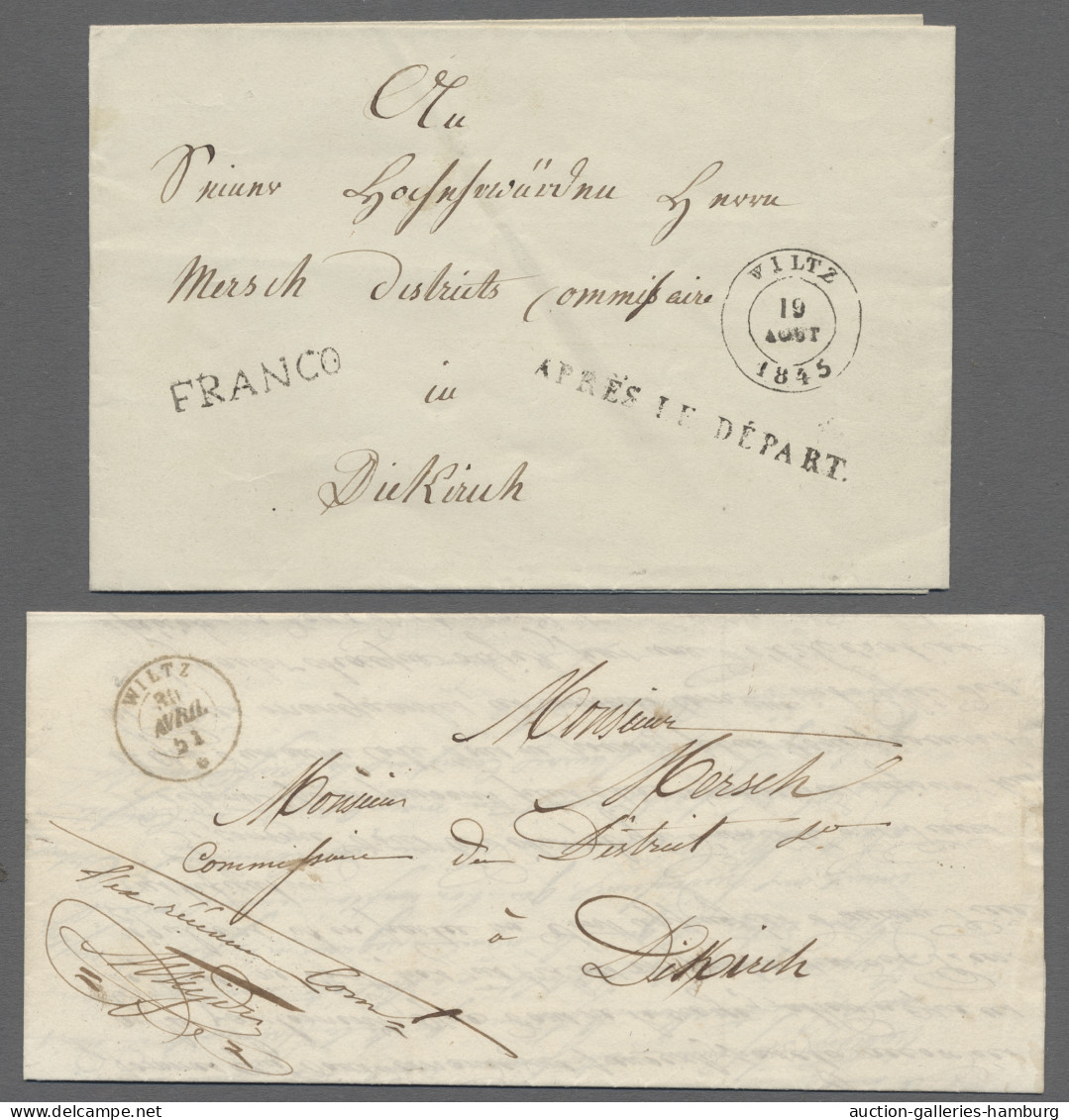 Cover Luxembourg -  Pre Adhesives  / Stampless Covers: 1844-1851, WILTZ, Drei Briefe, - ...-1852 Préphilatélie