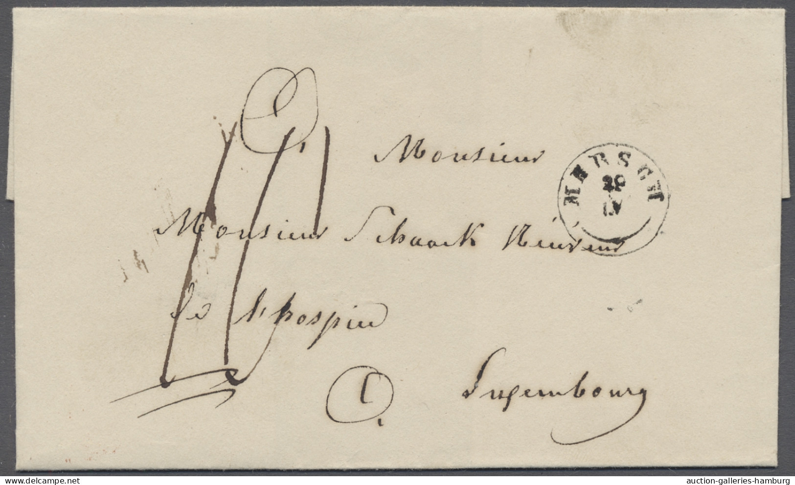 Cover Luxembourg -  Pre Adhesives  / Stampless Covers: 1845/1851, MERSCH, Zwei Briefe, - ...-1852 Vorphilatelie