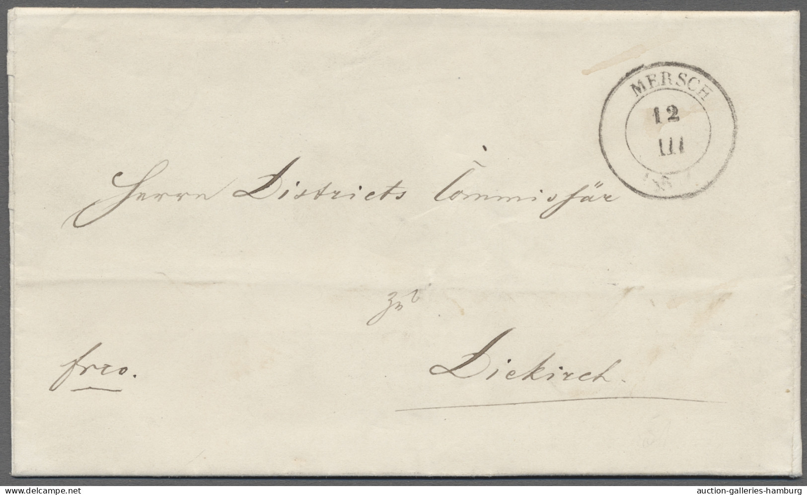 Cover Luxembourg -  Pre Adhesives  / Stampless Covers: 1845/1851, MERSCH, Zwei Briefe, - ...-1852 Prephilately