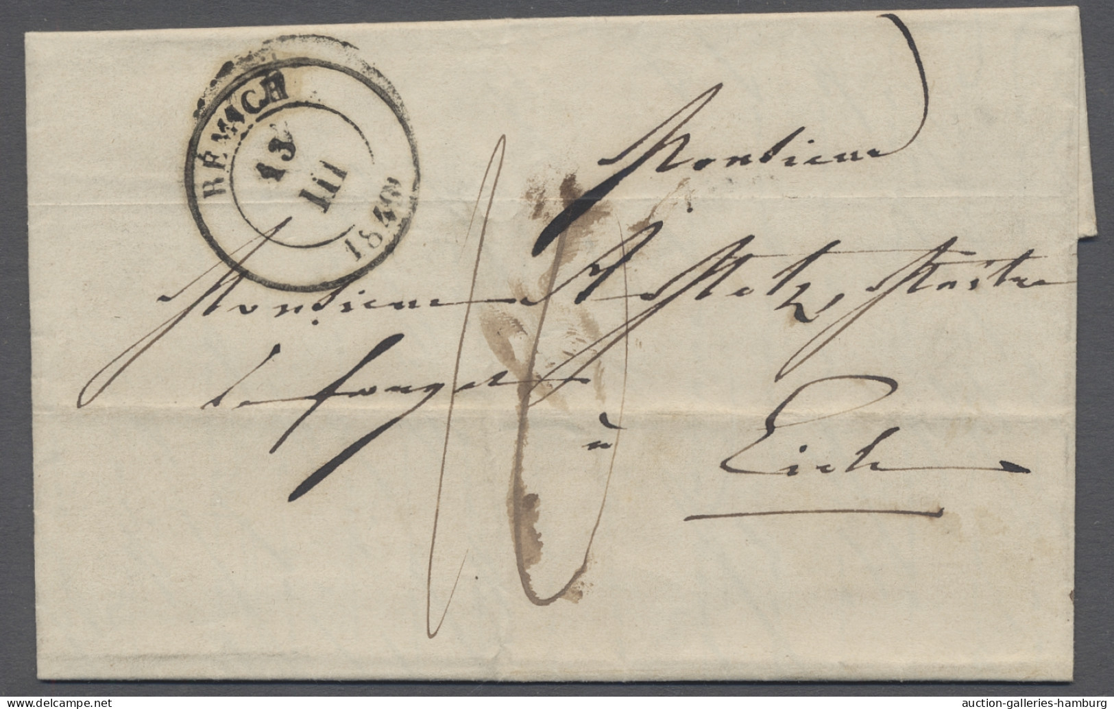 Cover Luxembourg -  Pre Adhesives  / Stampless Covers: 1845/1849, REMICH, Zwei Briefe, - ...-1852 Prefilatelia