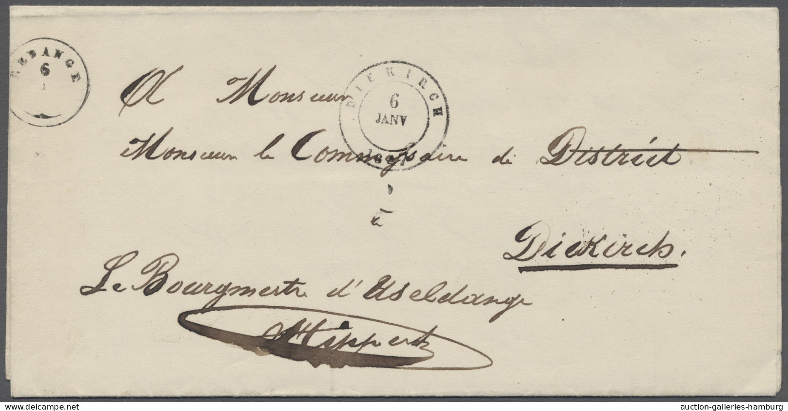 Cover Luxembourg -  Pre Adhesives  / Stampless Covers: 1847/1851, REDANGE, Zwei Briefe - ...-1852 Préphilatélie