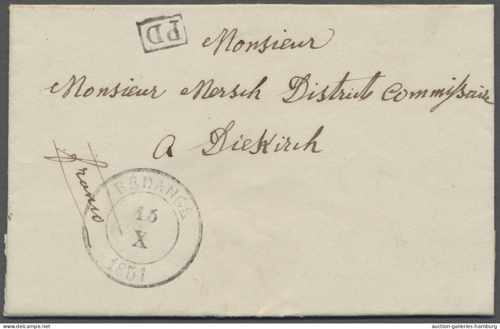 Cover Luxembourg -  Pre Adhesives  / Stampless Covers: 1847/1851, REDANGE, Zwei Briefe - ...-1852 Prephilately