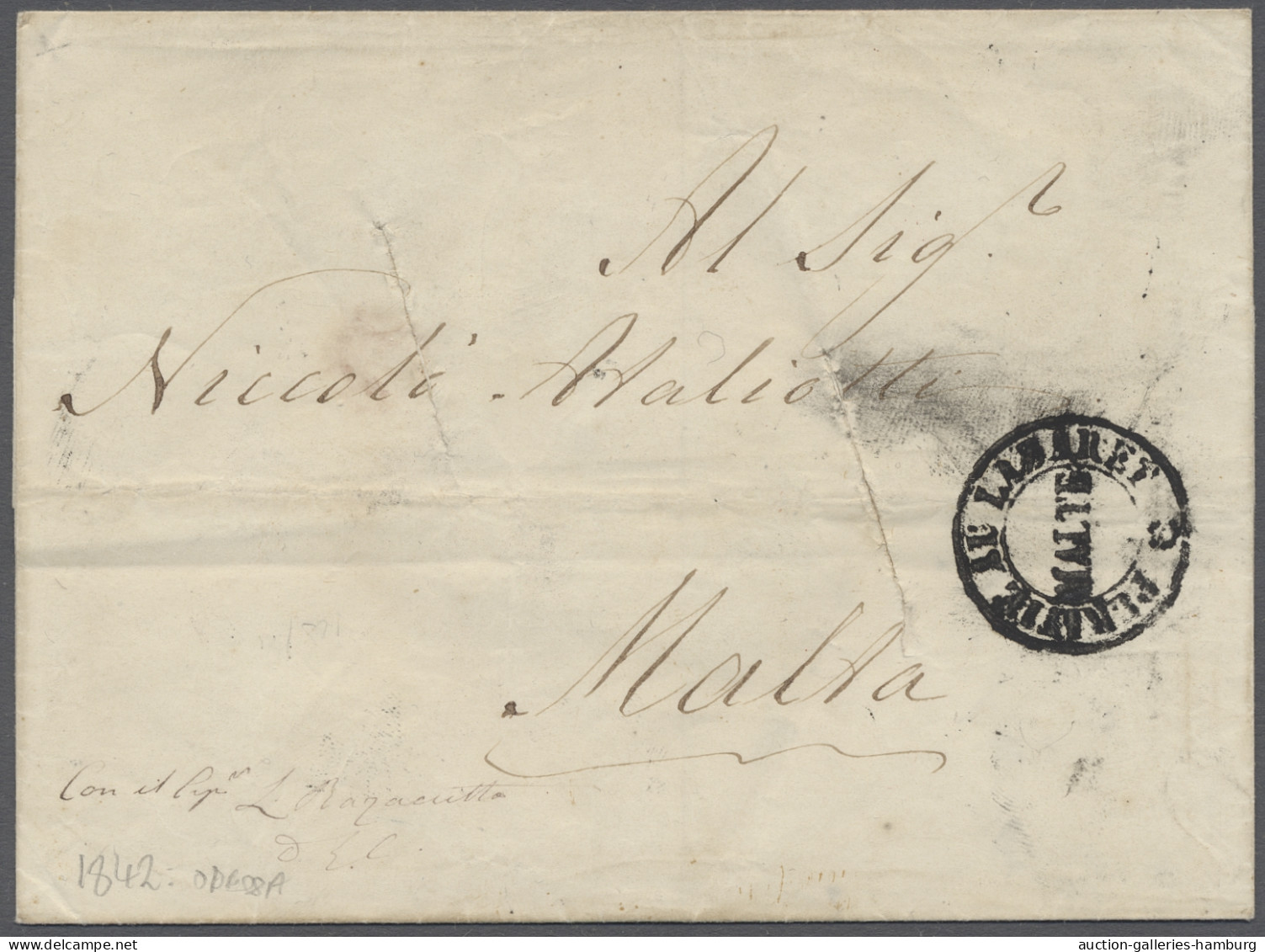 Cover Malta - Specialities: DISINFECTED MAIL: 1862, EL From Odessa To Malta Showing Ch - Malta