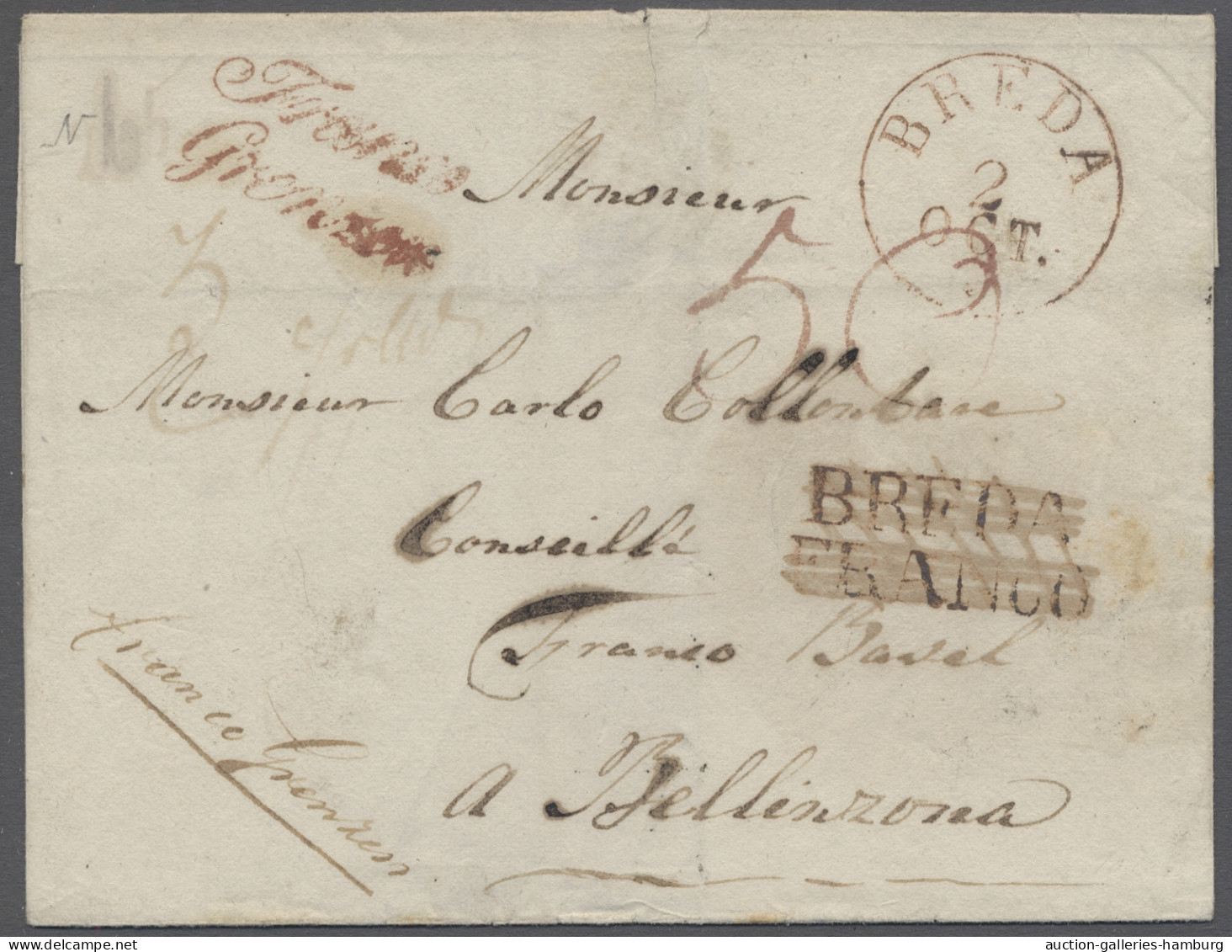 Cover Netherlands -  Pre Adhesives  / Stampless Covers: Ca. 1834, Brief Von BREDA (Ekr - ...-1852 Vorläufer