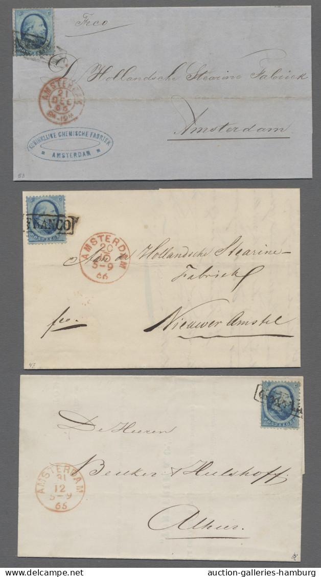 Cover Netherlands: 1865-66, Vier Saubere Briefe Jeweils Mit 5c Frankiert, Dabei 1x Ste - Brieven En Documenten