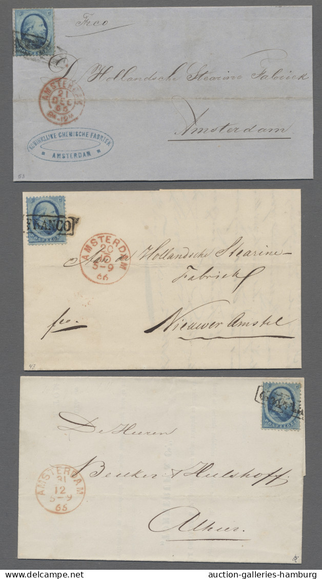 Cover Netherlands: 1865-66, Vier Saubere Briefe Jeweils Mit 5c Frankiert, Dabei 1x Ste - Cartas & Documentos