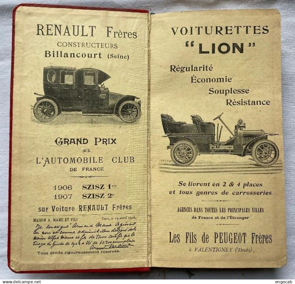 Guide Michelin 1908 A - Michelin (guide)