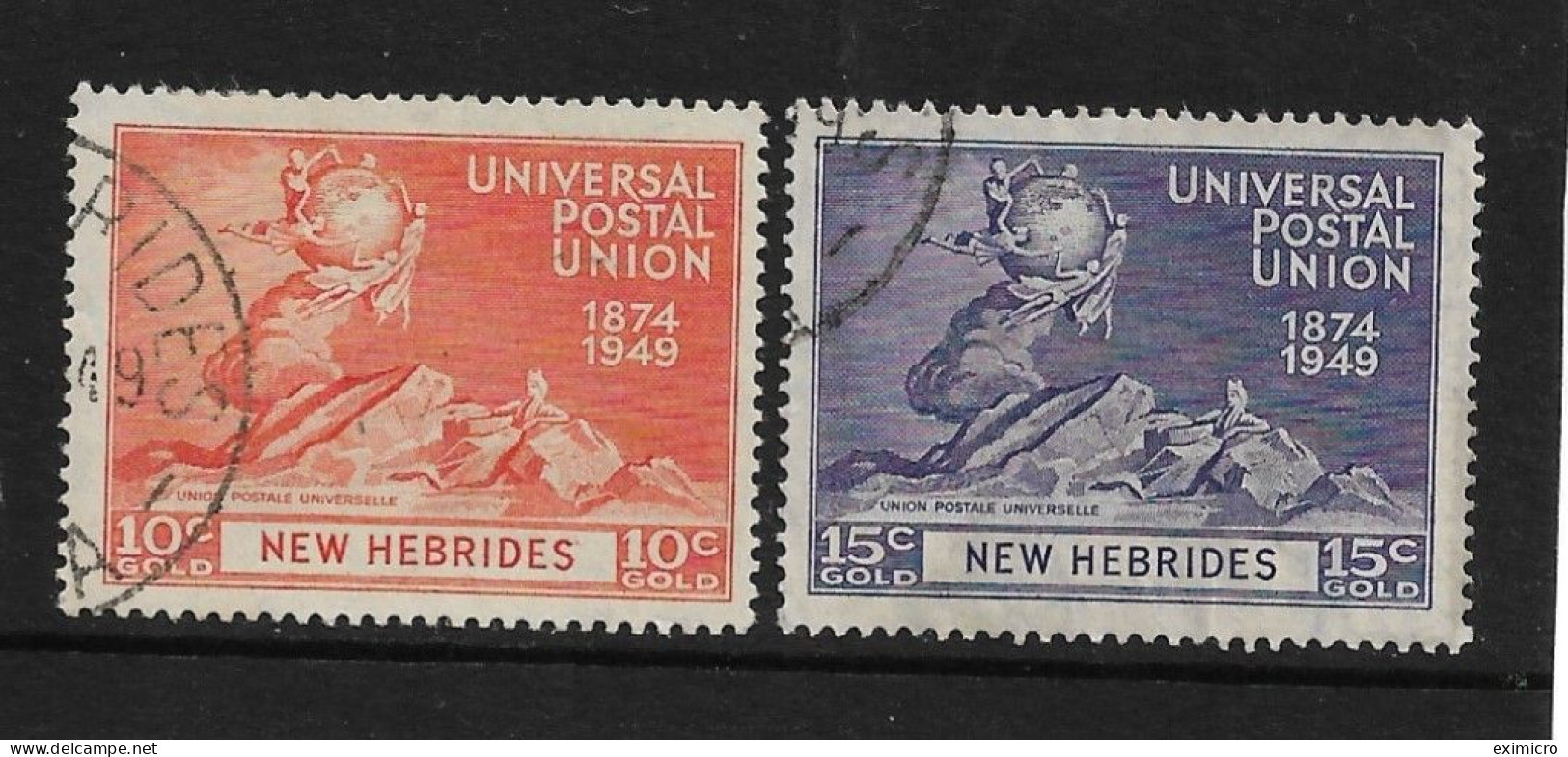 NEW HEBRIDES 1949 UPU 10c, 15c SG 64/65 FINE USED Cat £3 - Oblitérés