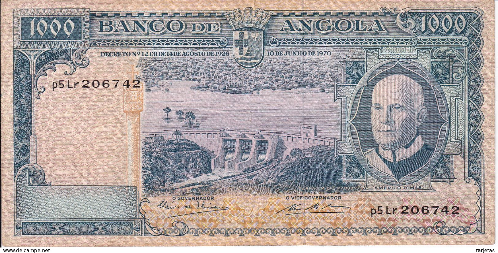 BILLETE DE ANGOLA DE 1000 ESCUDOS DEL AÑO 1970 EN CALIDAD EBC (XF)(BANKNOTE) - Angola