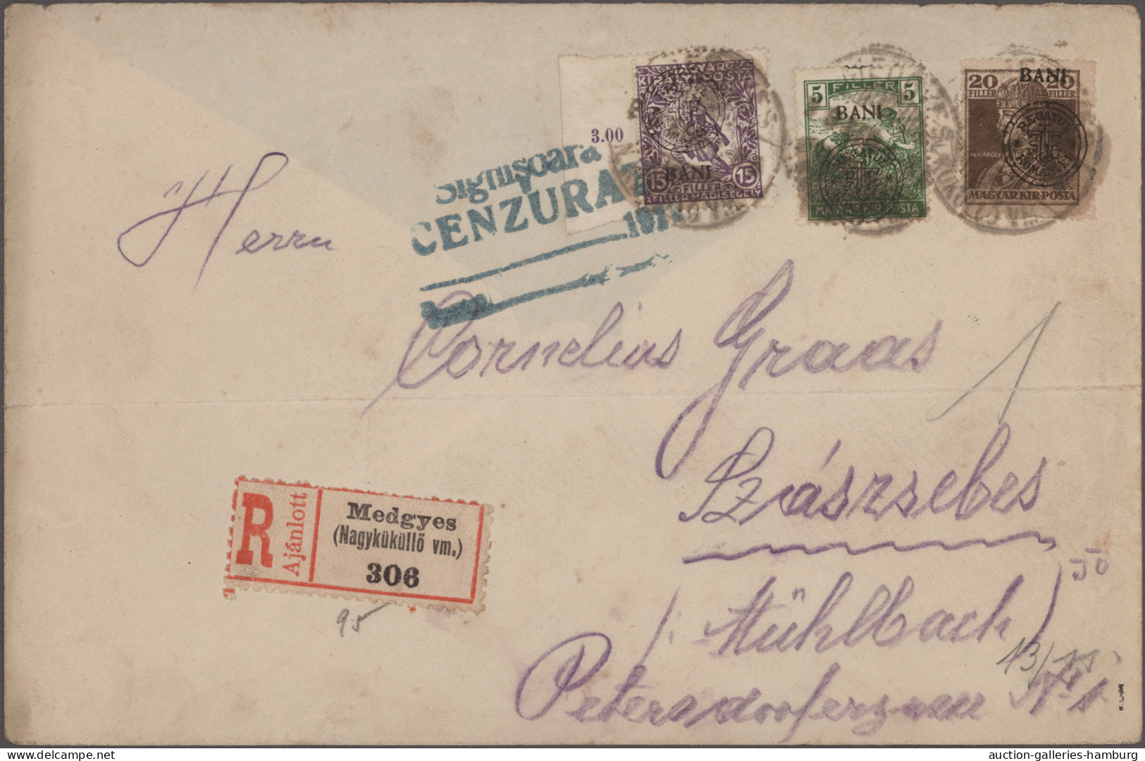 Cover Romania: 1919, War Relief 15b. Violet, Harvester 5b. Green And Carol 20b. Brown - Otros & Sin Clasificación