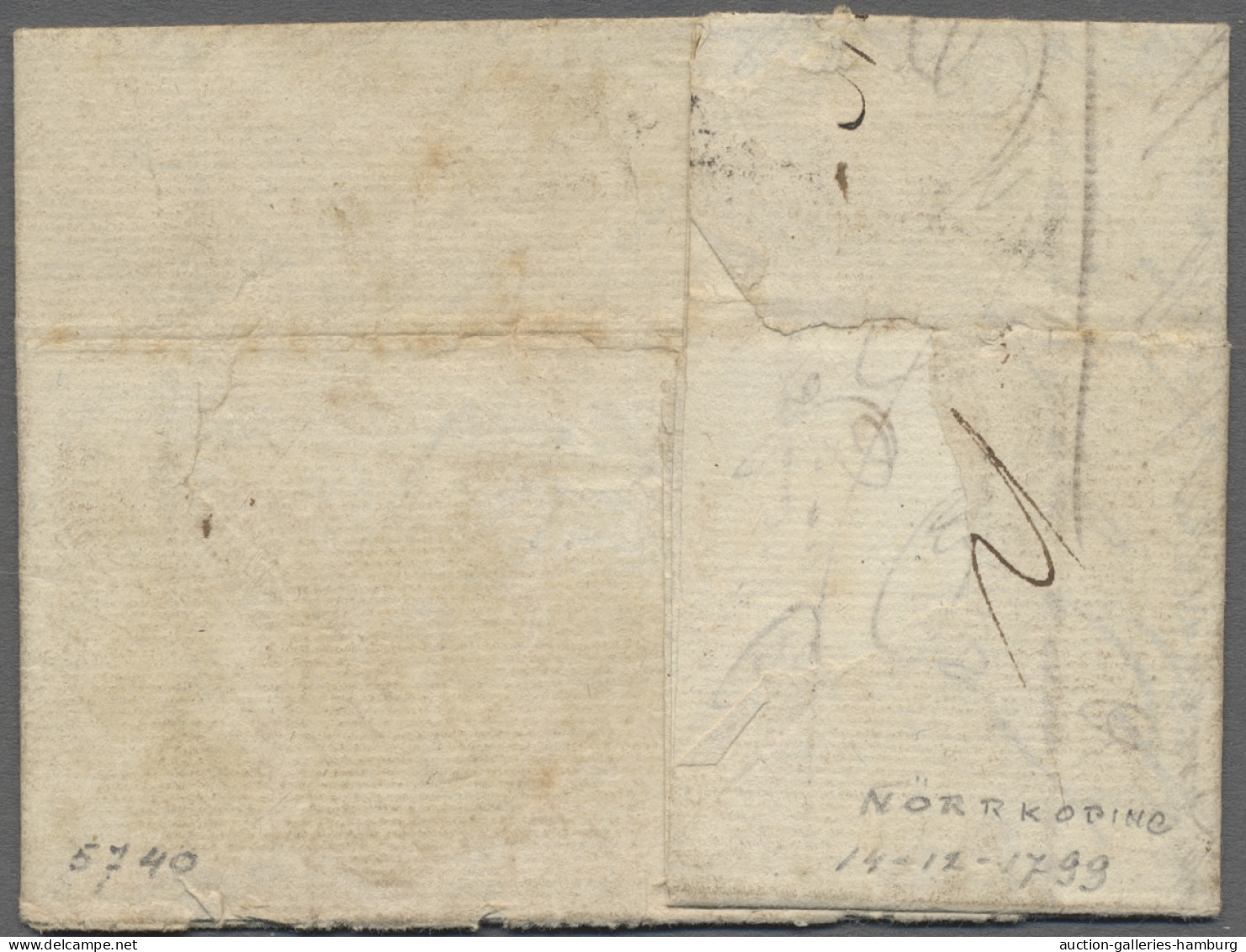 Cover Sweden -  Pre Adhesives  / Stampless Covers: 1799, EL From NORRKÖPING To Cette I - Prefilatelia