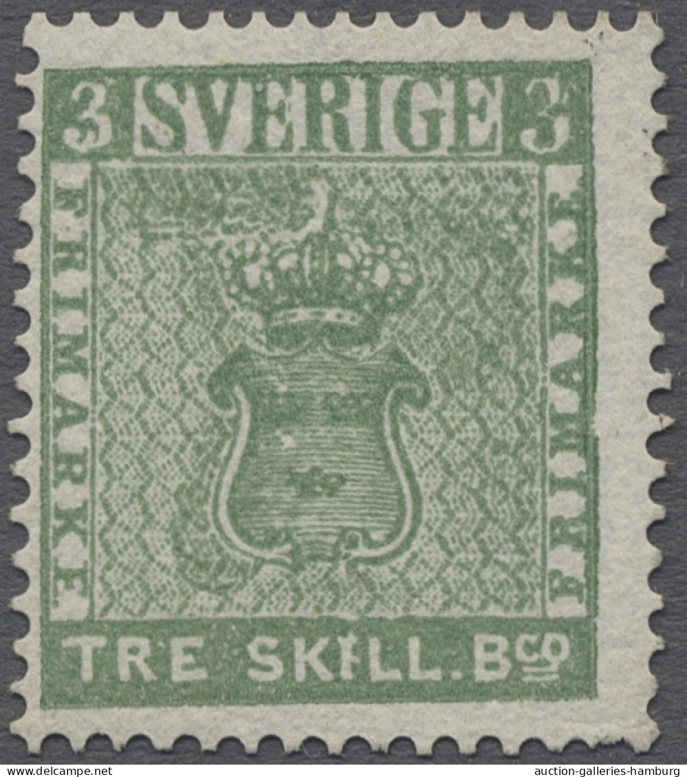 (*) Sweden: 1855, 3sk Green Reprint Of 1868 Without Gum Fresh And Fine, Mi.cat. 400 - Neufs