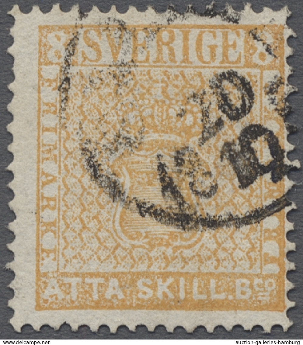 O Sweden: 1855, 8sk Orange Very Fine Used, Signed Strandell, Mi. 700 Euros ÷ 1855, - Gebruikt