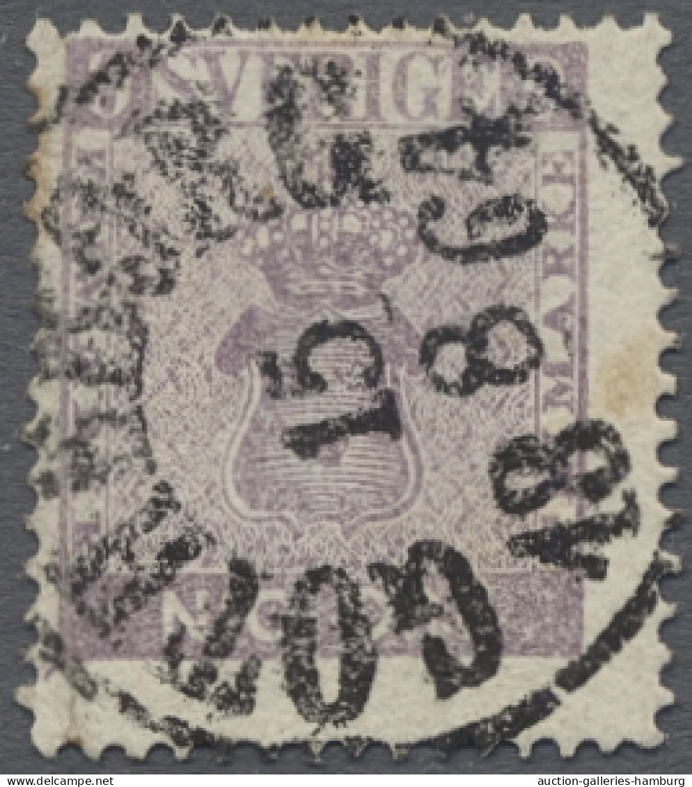 O Sweden: 1858, 9 Oere Two Choice Copiey Showing Distinct Different Colour Shades, - Usados