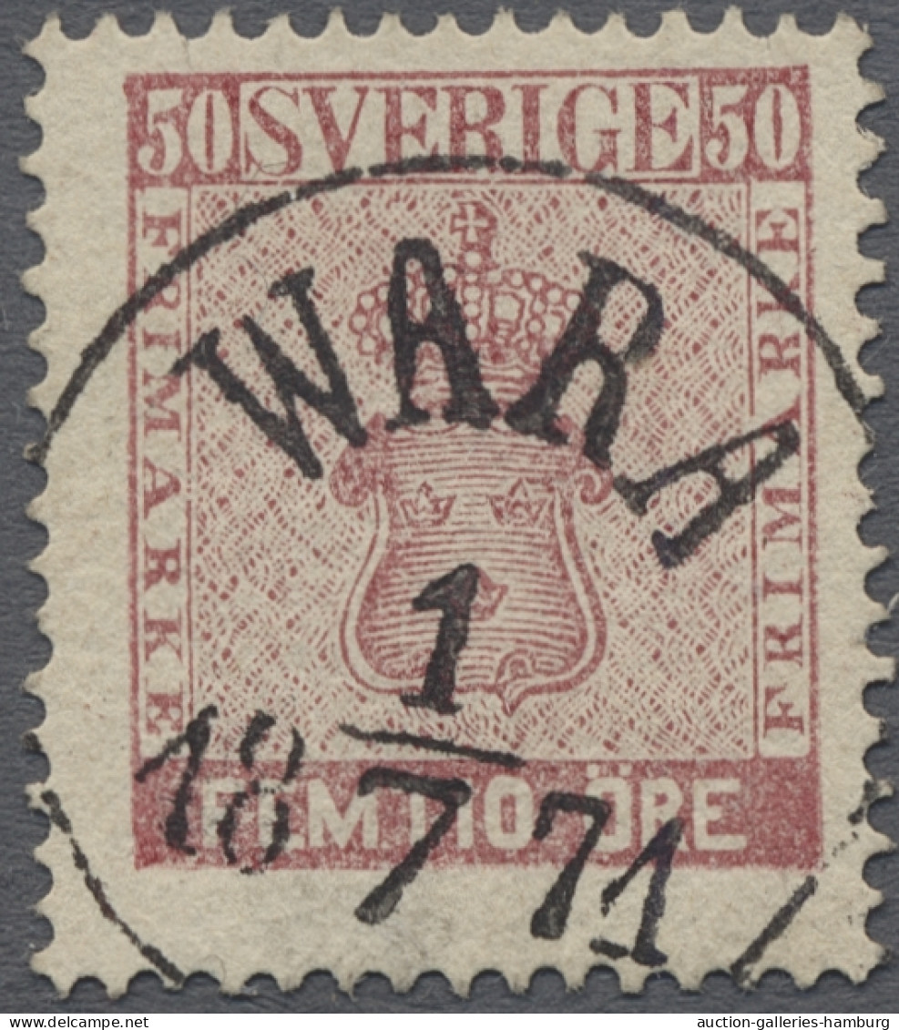 O Sweden: 1858, 50 Oere, 10 Choice Copies Showing Different Colour Shades And Near - Used Stamps