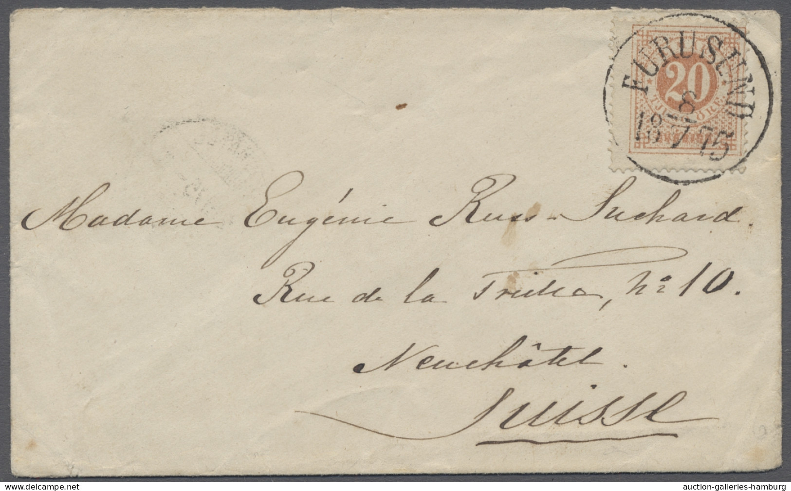 Cover Sweden: 1875, Jul 8, Small Envelope Sent From FURUSUND To Switzerland, Franked 2 - Covers & Documents