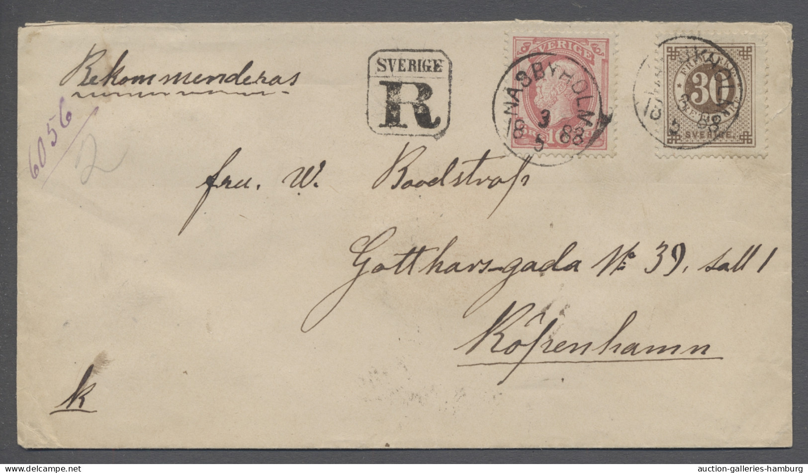 Cover Sweden: 1880, Recobrief Mit Atrrakt. Mischfrankatur 30 Öre Ziffer Mit 10 Öre Osk - Lettres & Documents