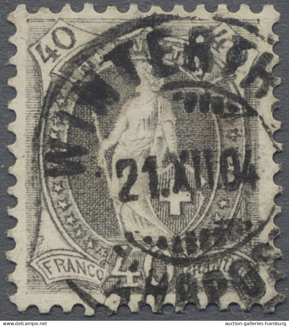 O Schweiz: 1901-03, Sitzende Helvetia 40c Grau Gezähnt 11 1/2:12 Mit Starker Waage - Used Stamps