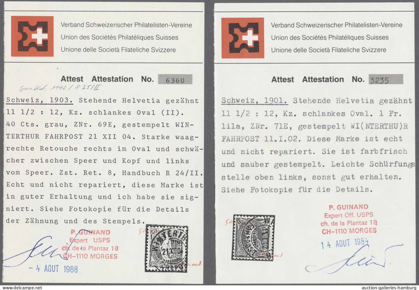 O Schweiz: 1901-03, Sitzende Helvetia 40c Grau Gezähnt 11 1/2:12 Mit Starker Waage - Gebraucht