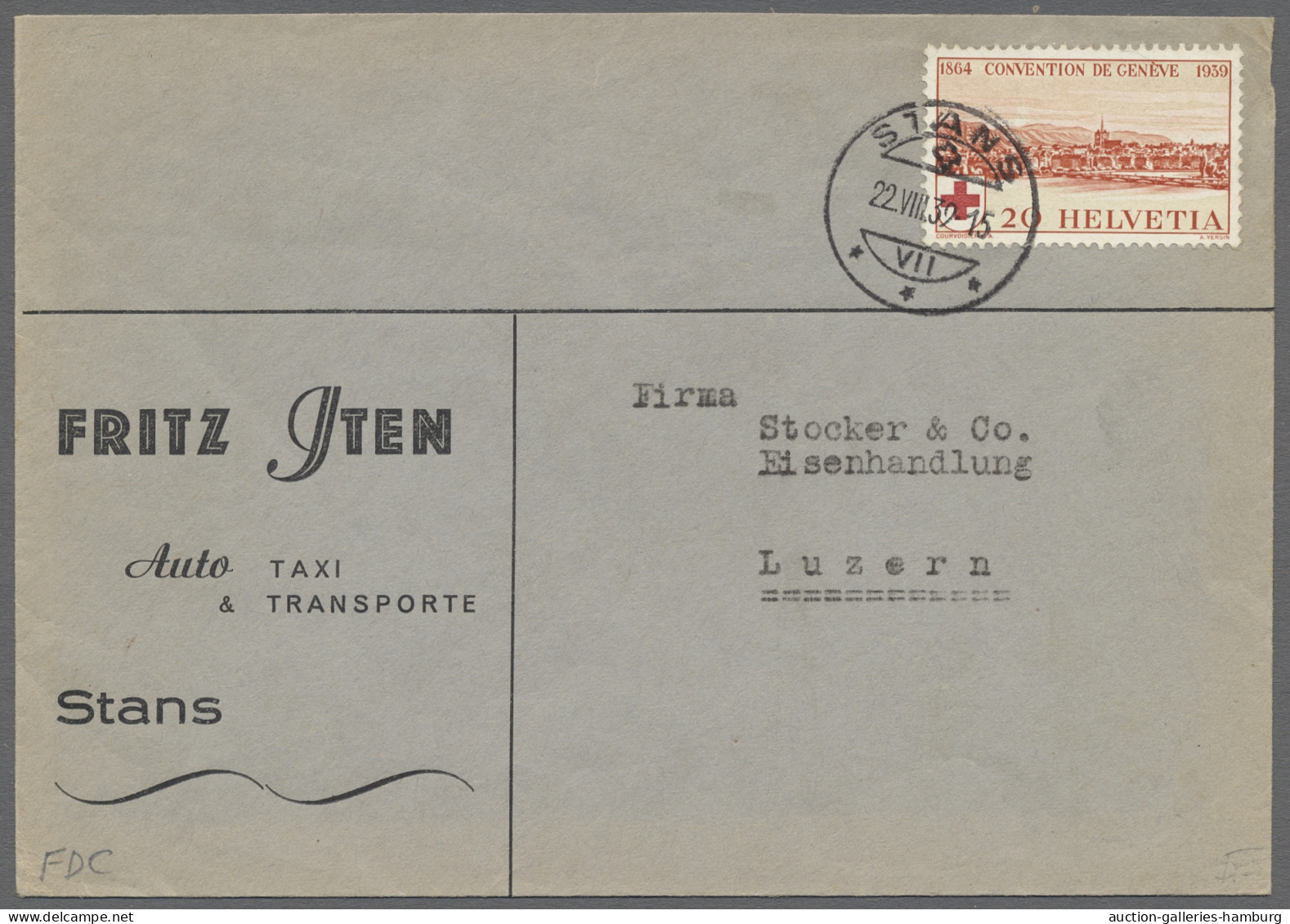 FDC Schweiz: 1939, 75 Jahre Rotes Kreuz, Beide Werte Auf Bedarfs-FDC, Die 20 C. Als - Covers & Documents