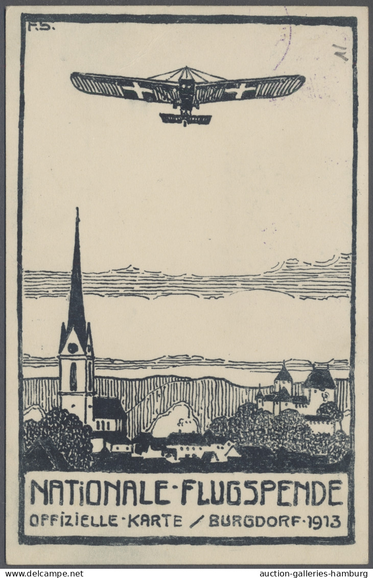 Flugpost Schweiz - Halbamtliche Flugmarken: 1913, Flugpost Burgdorf-Bern, 50 C. Schwärzli - Sonstige Dokumente
